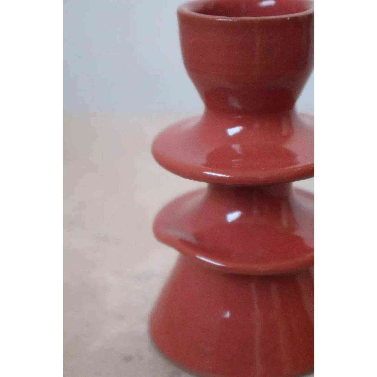 Handmade Dark Pink Colored Ceramic Candle Holders