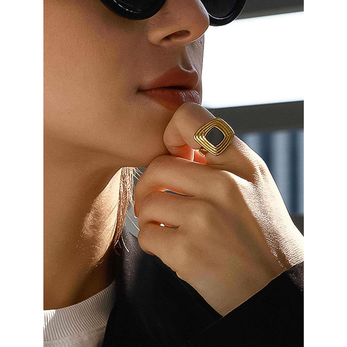Auricca 18K Gold Non-Tarnish Abstract Open Statement Ring