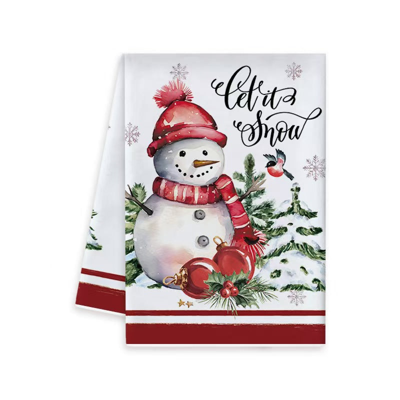 Christmas Print Kitchen Towel, Customizable Design, Absorbent
