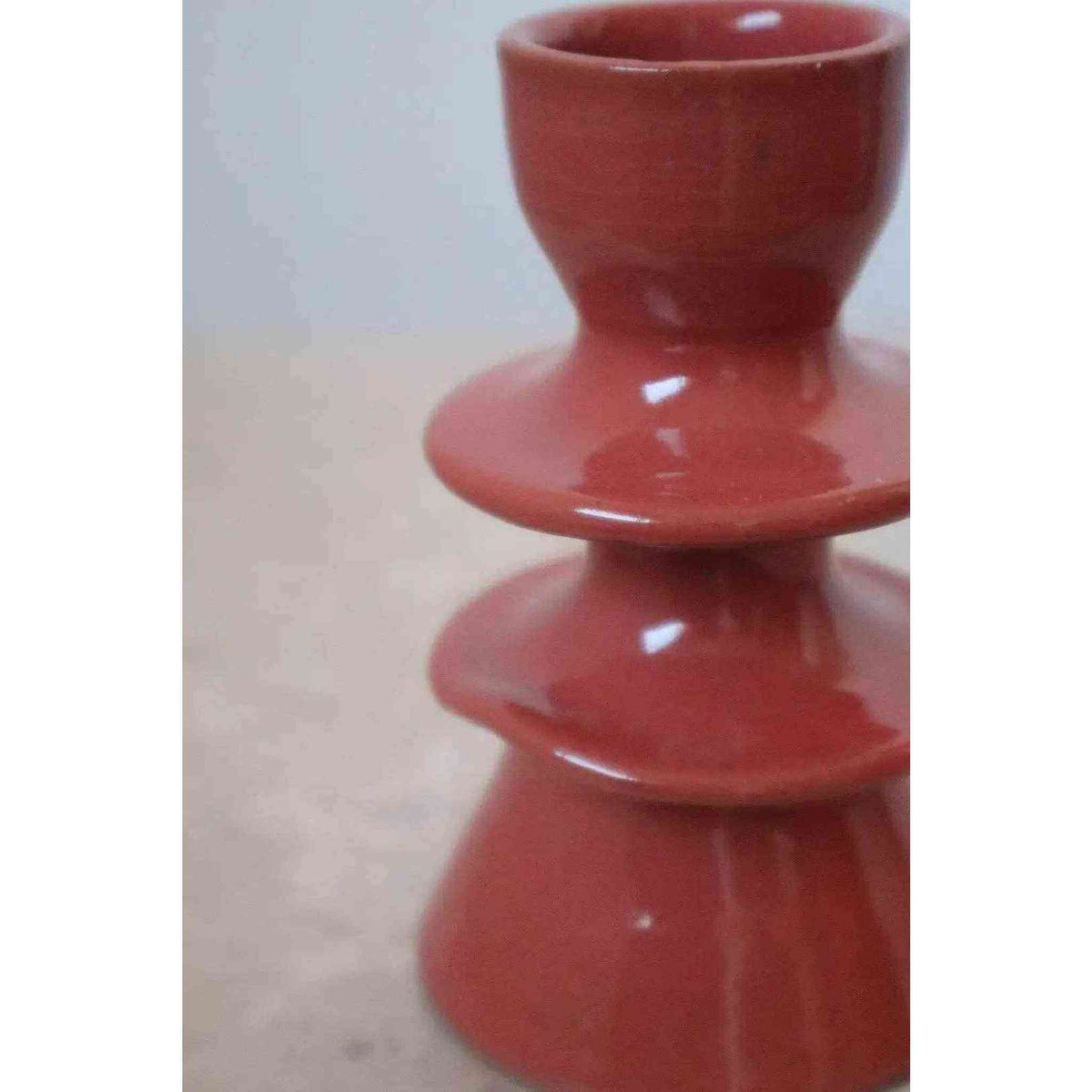 Handmade Dark Pink Colored Ceramic Candle Holders