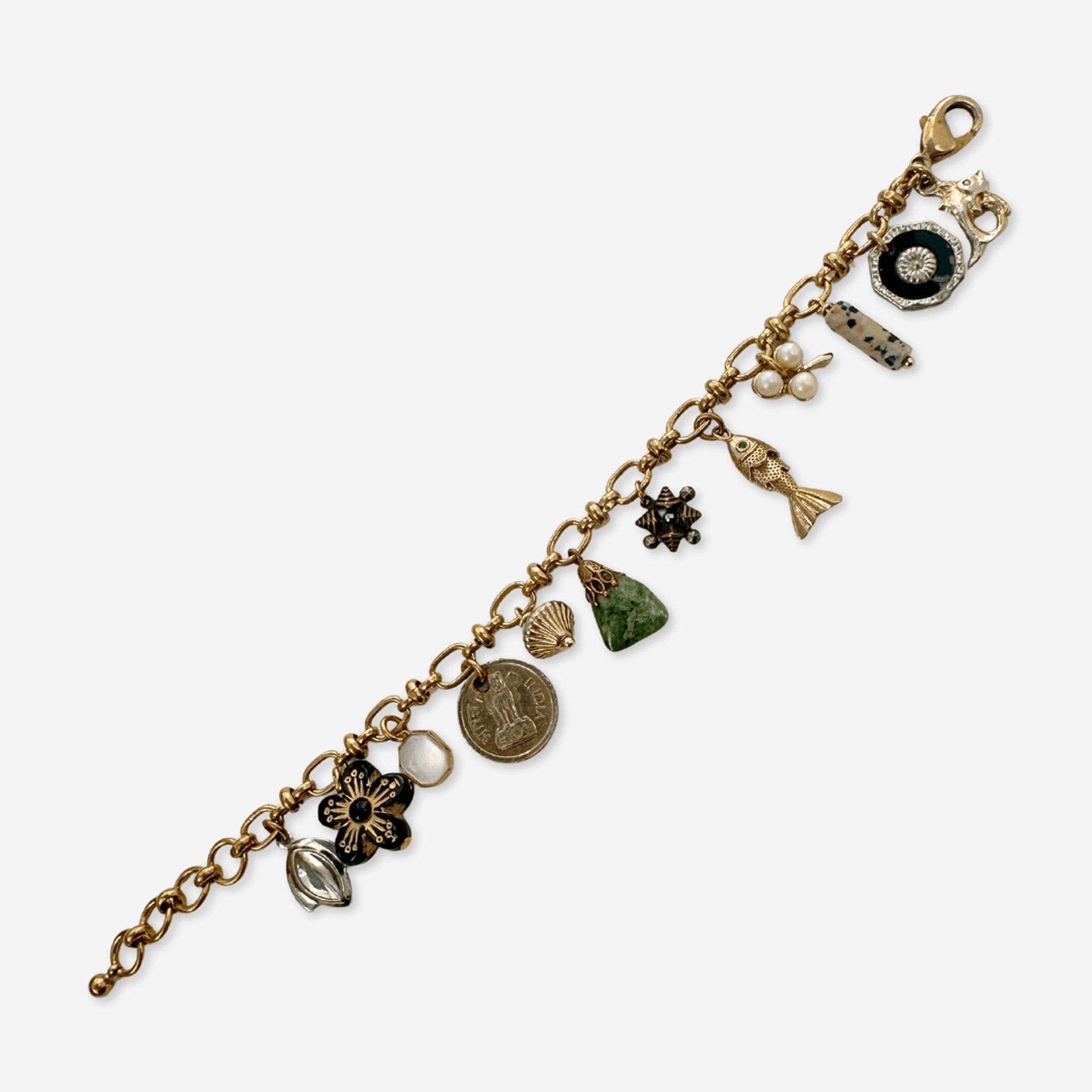 Repurposed vintage mixed charm bracelet