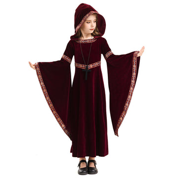 Halloween Grim Reaper Costume Hooded Dress For Kids Stage Performance