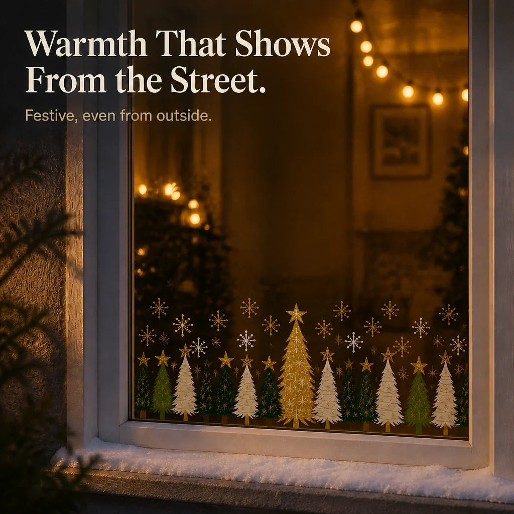 Pine & Merry – Christmas Tree And Snowflake Window Stickers