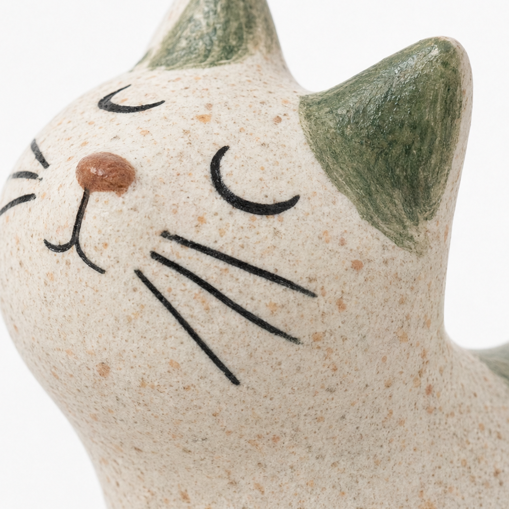 Hearthwhisk – Speckled Woodland Stretching Cat Figurine