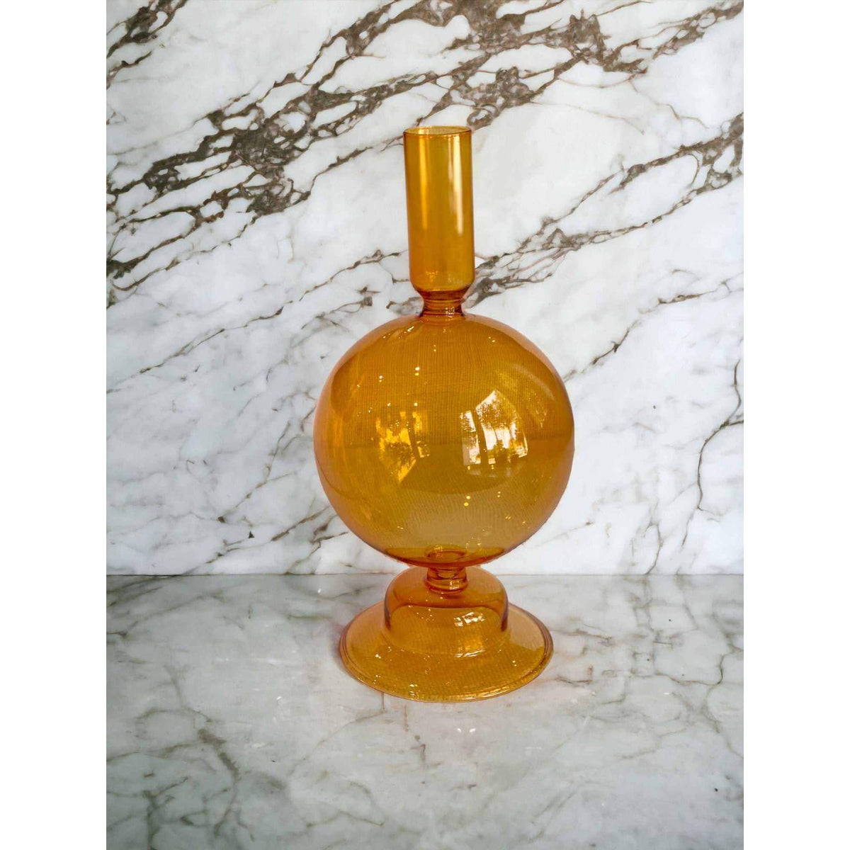 Orange Round Candlestick Holder