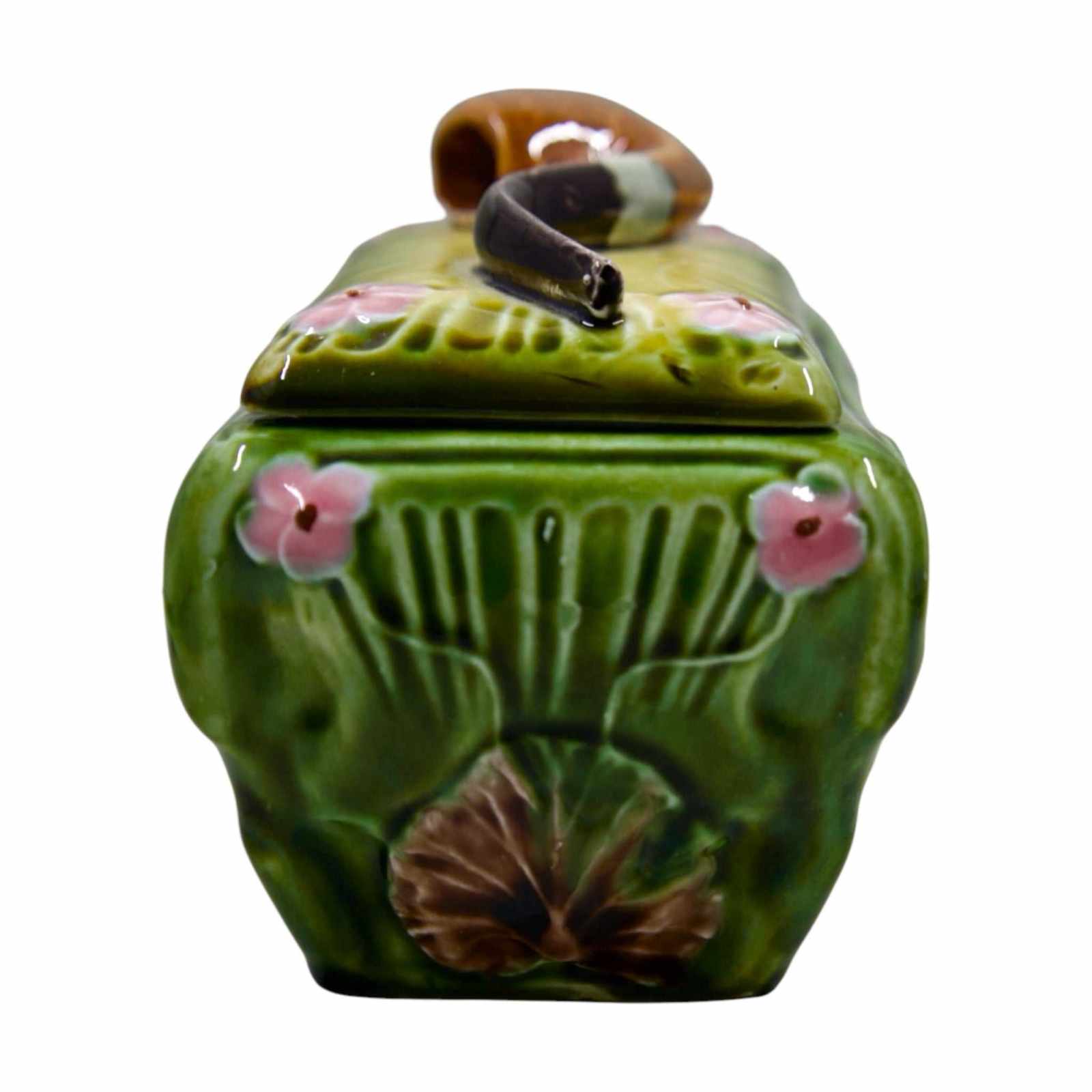 Antique Majolica Floral Humidor