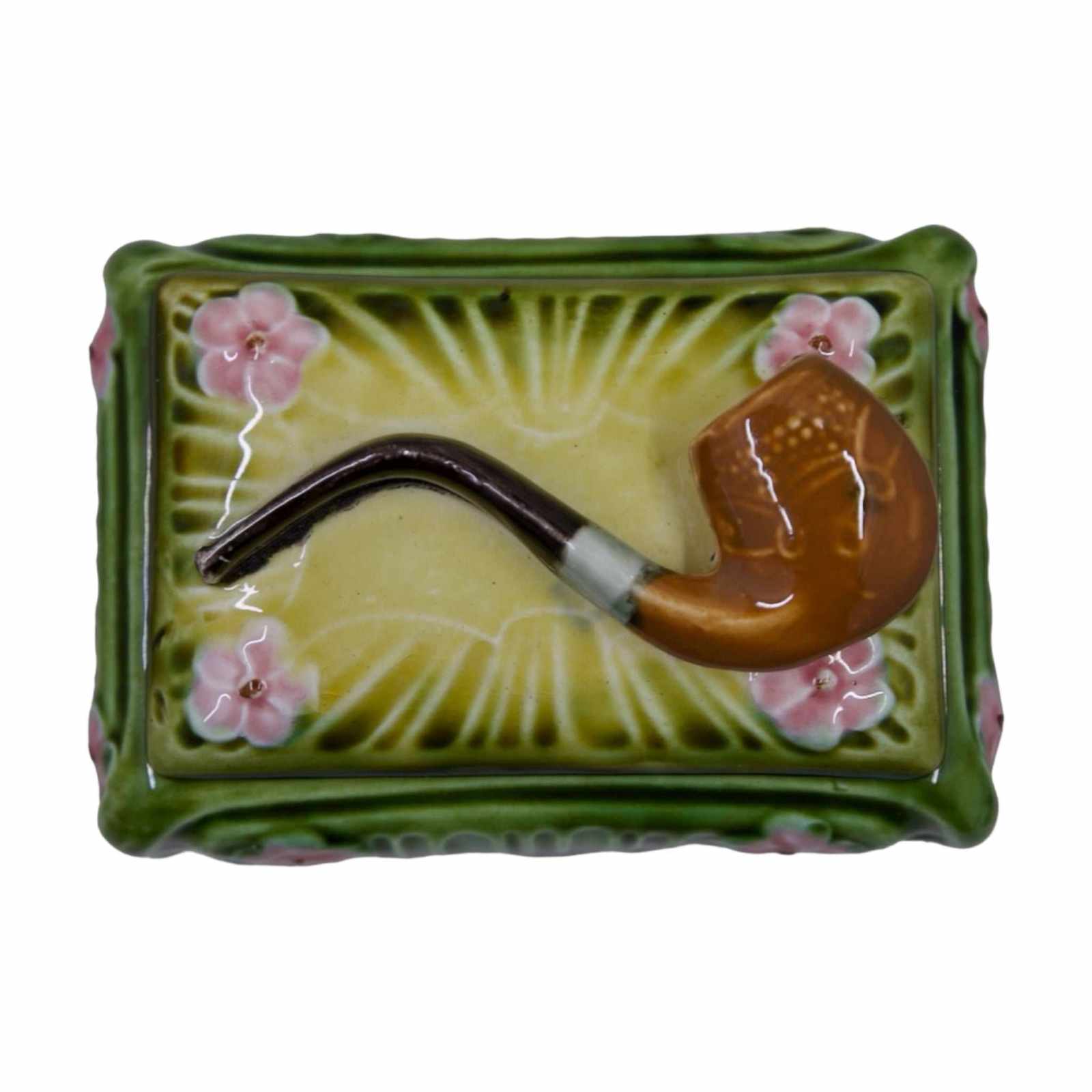 Antique Majolica Floral Humidor
