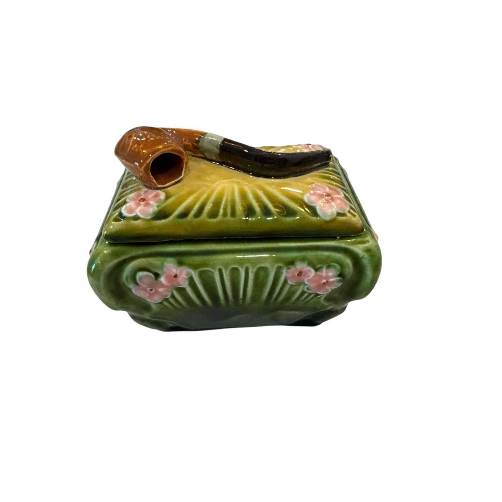Antique Majolica Floral Humidor