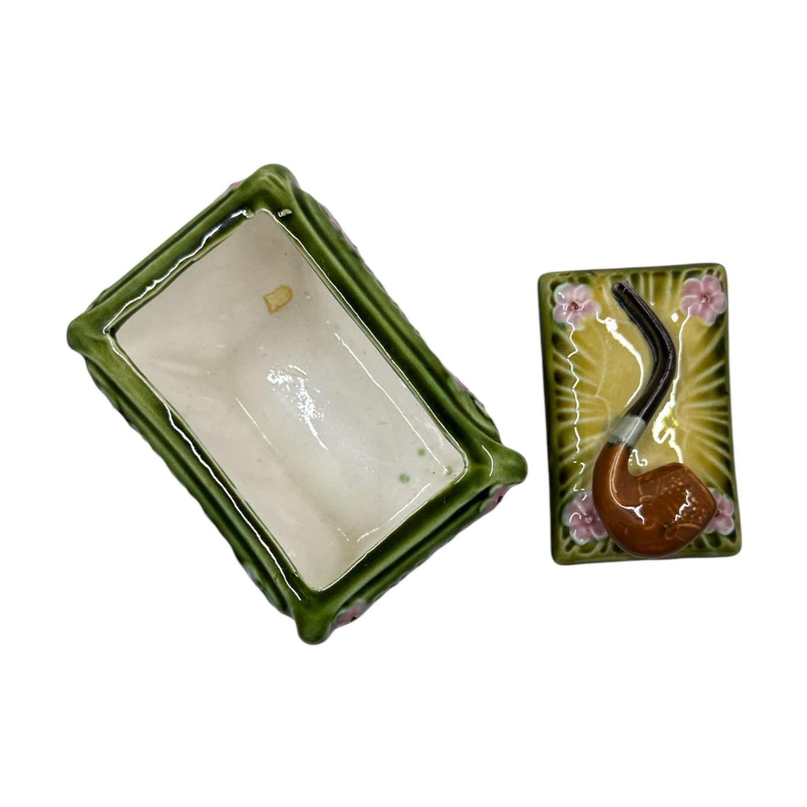 Antique Majolica Floral Humidor