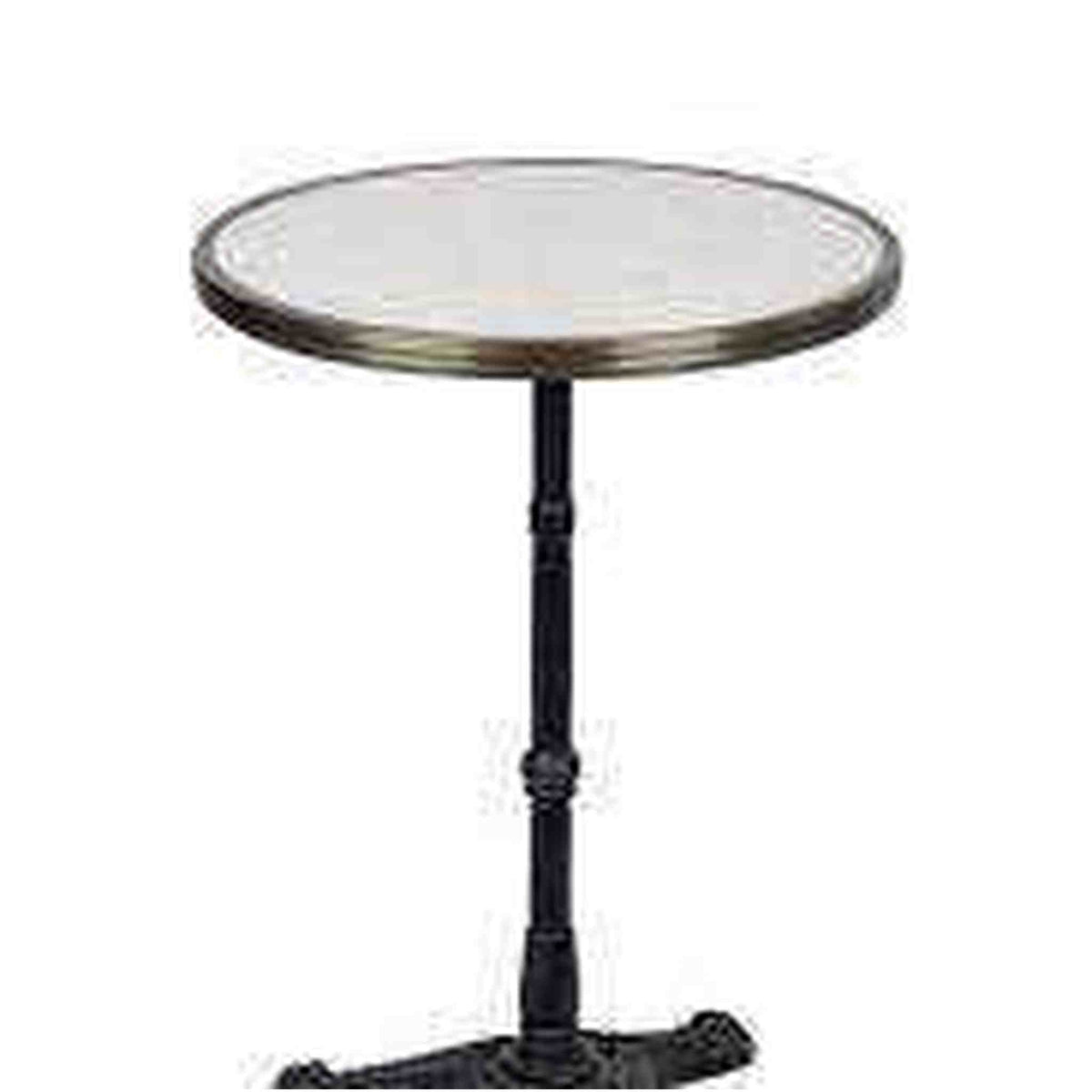 French Bistro Table 20", White Marble and Iron Base