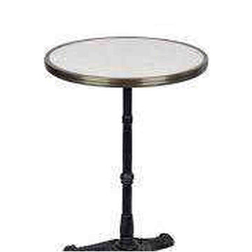 French Bistro Table 20", White Marble and Iron Base