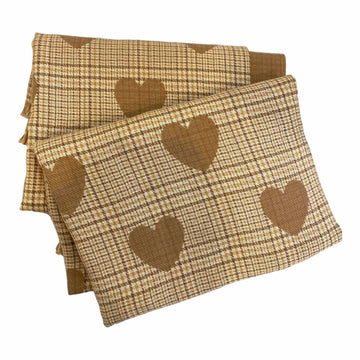 Tan Tartan Heart Shaped Plaid/Check Scarf