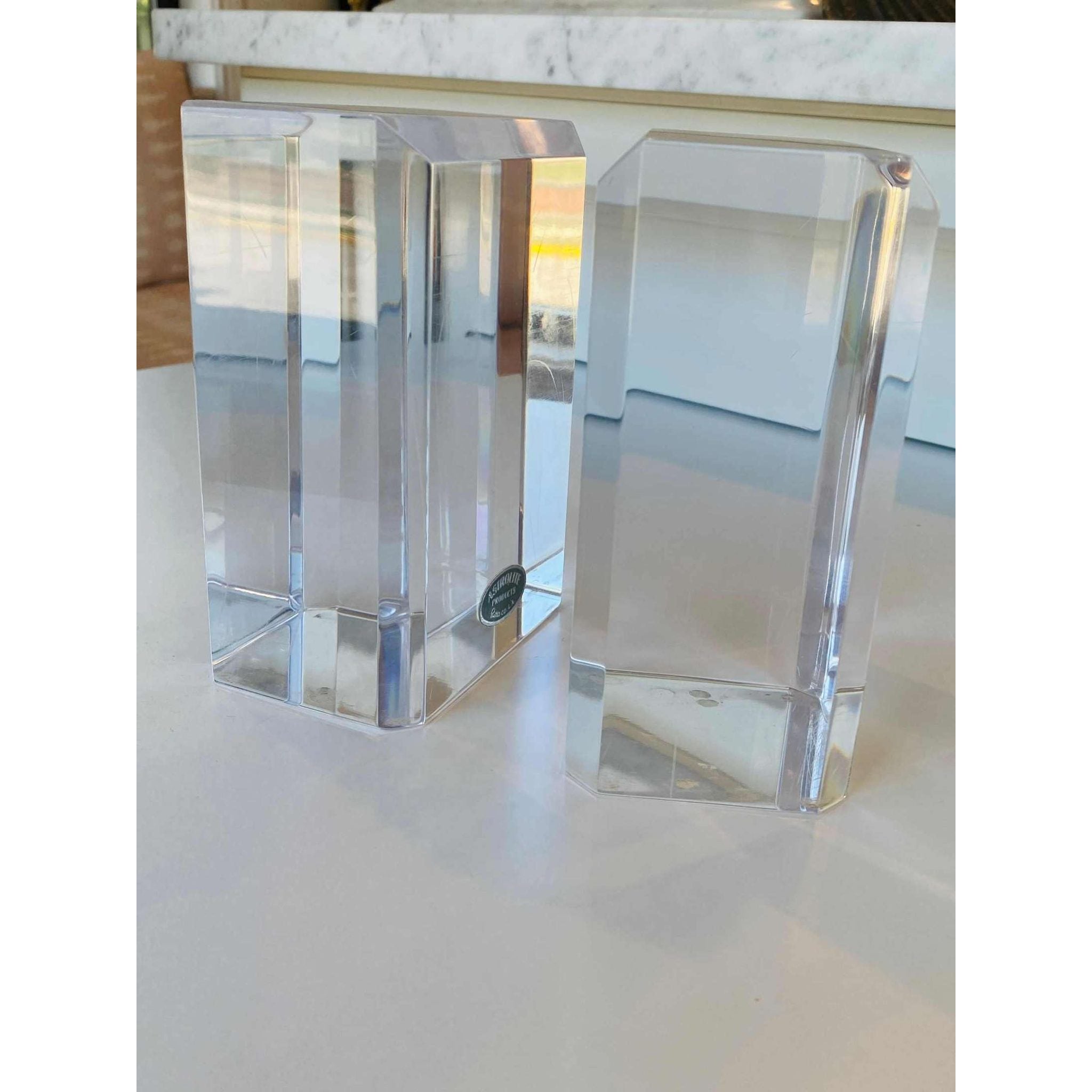 Astrolite Beveled Lucite Bookends