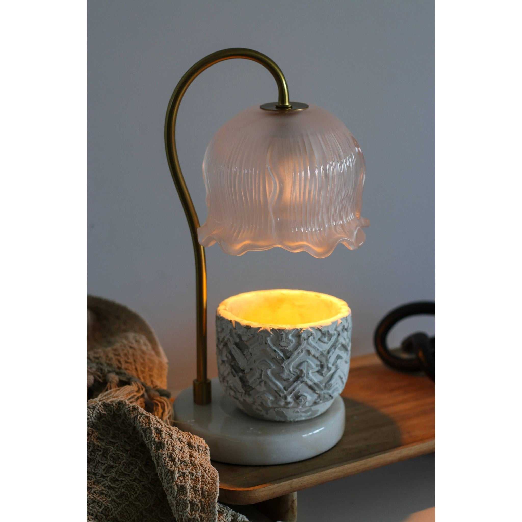 Vintage-Inspired Brass & Glass Candle Warming Lamp