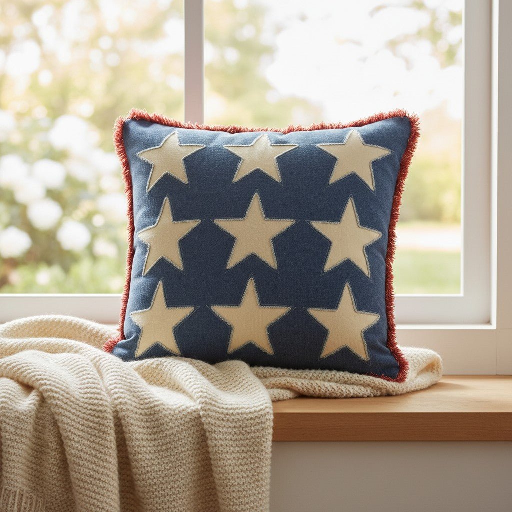 Stonewashed Americana Stars Throw Pillow