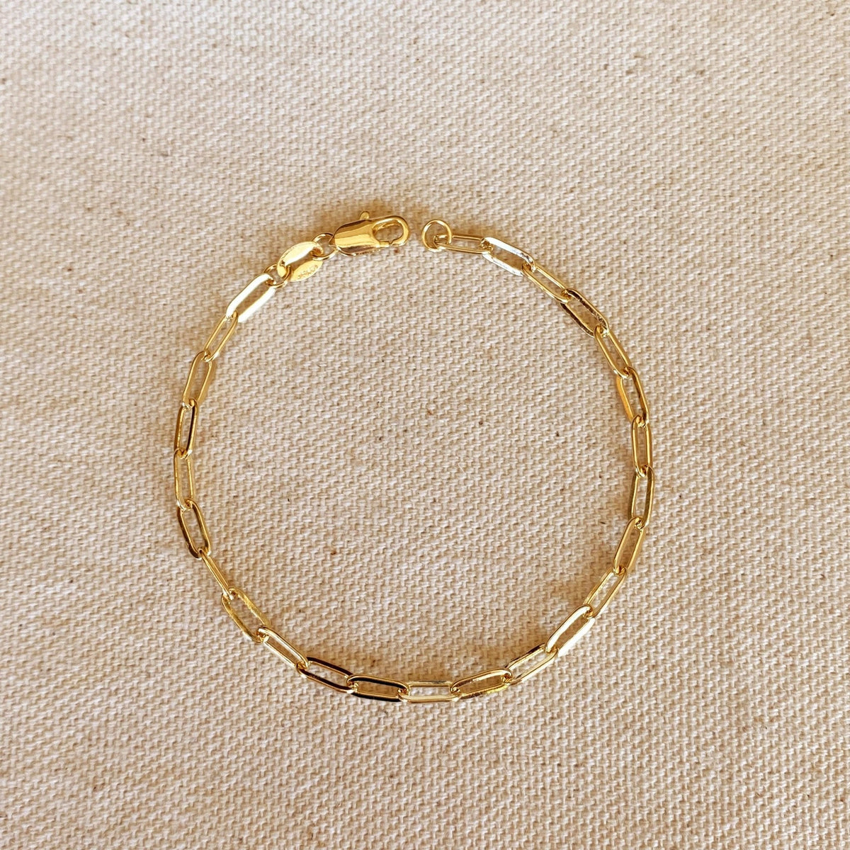 18k Gold Filled Short Link Paperclip Bracelet: 6 inches with extender