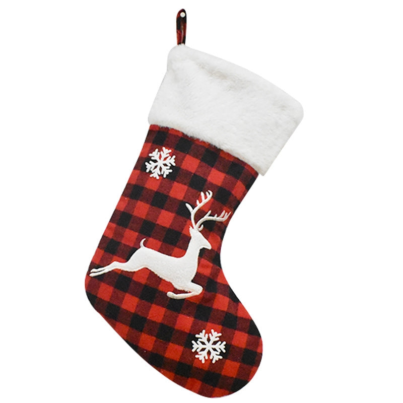 Red Black Plaid Christmas Stocking Gift Bag