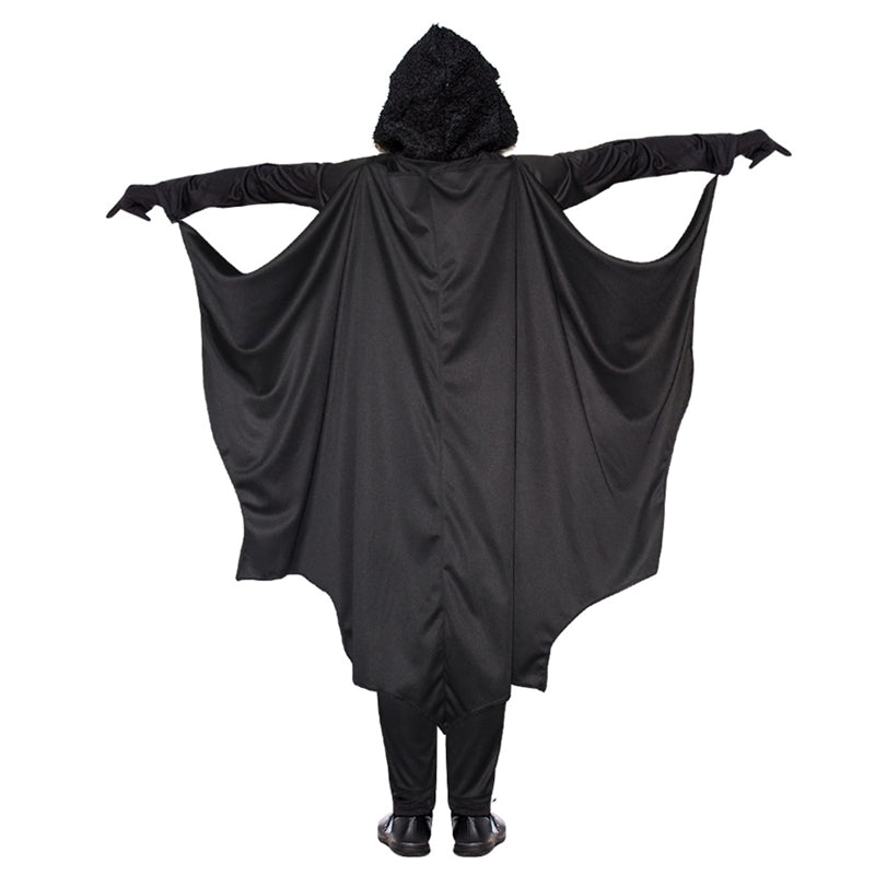 Children Skeleton Bat Halloween Party Cosplay Cloak Jumpsuit