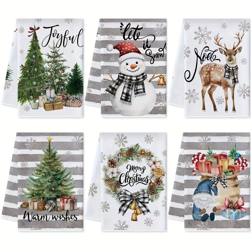 Christmas Print Kitchen Towel, Customizable Design, Absorbent