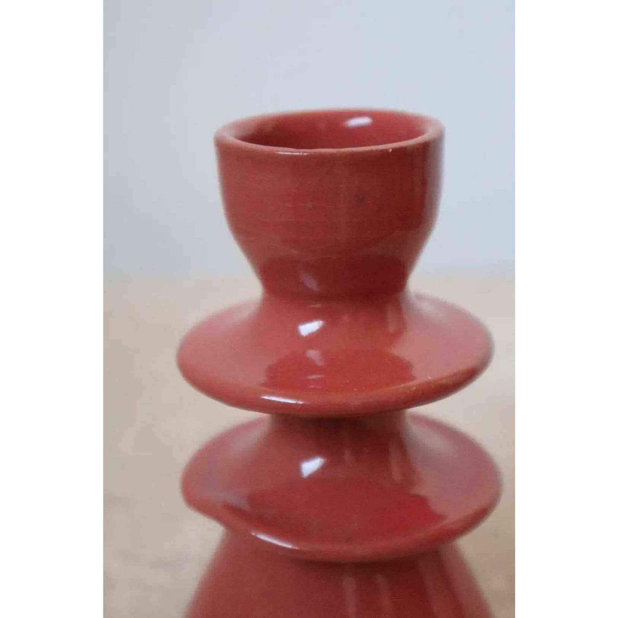 Handmade Dark Pink Colored Ceramic Candle Holders