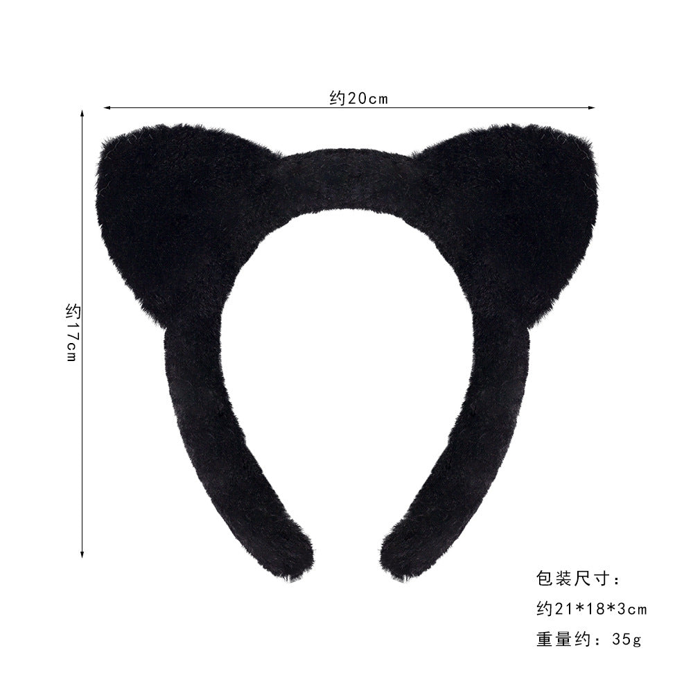 Black Cat Ear Headband Fluffy Kids Costume Animal Cosplay