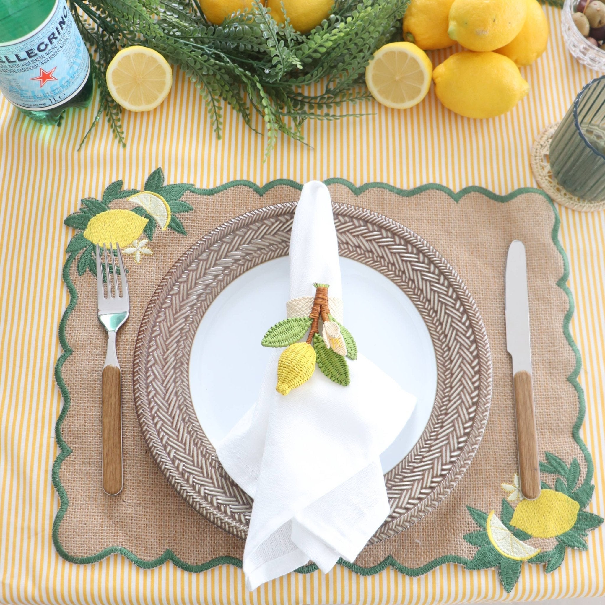 Lemon Blossom Napkin Ring Set