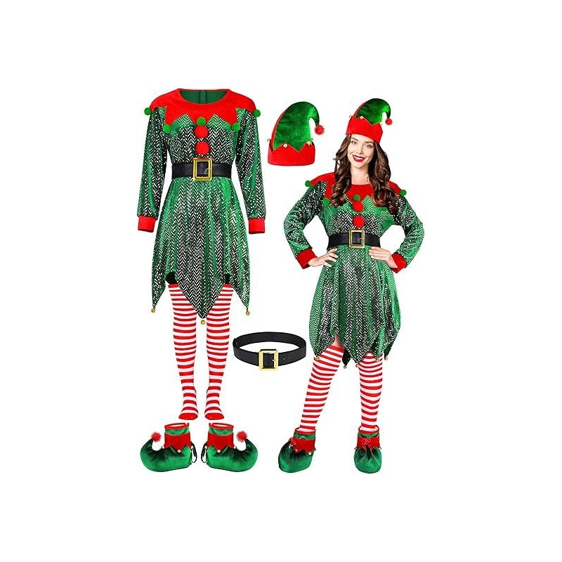 Women's Elf Role Play Costume Christmas Party Dress