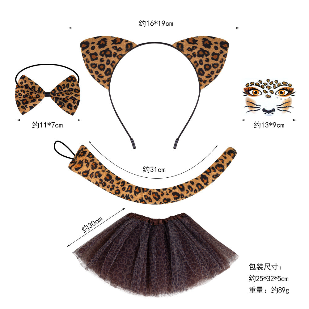Halloween Black Cat Ears Headband With Plush Animal Ears Set