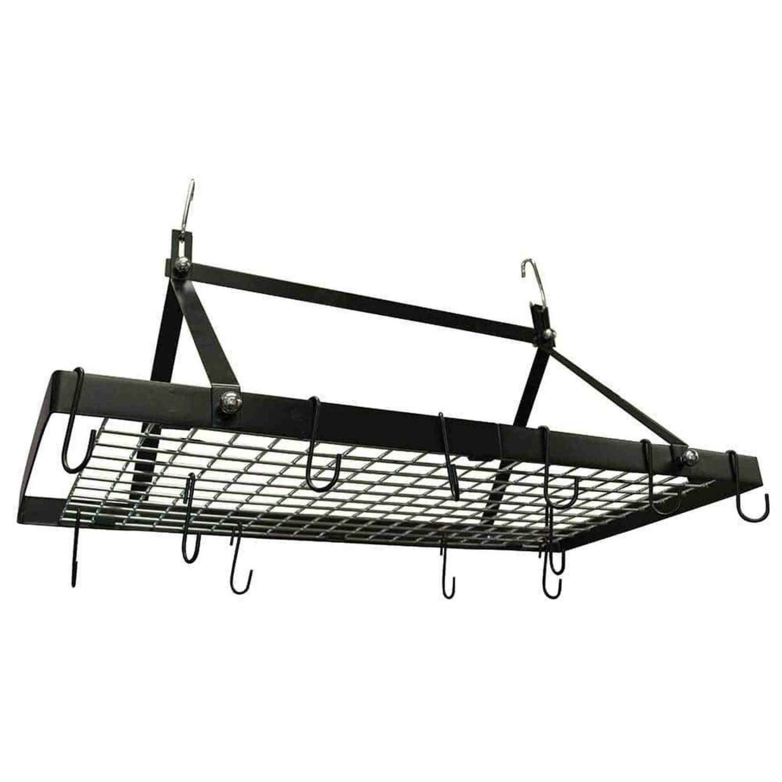 Black Metal Hanging Pot Rack With Hooks