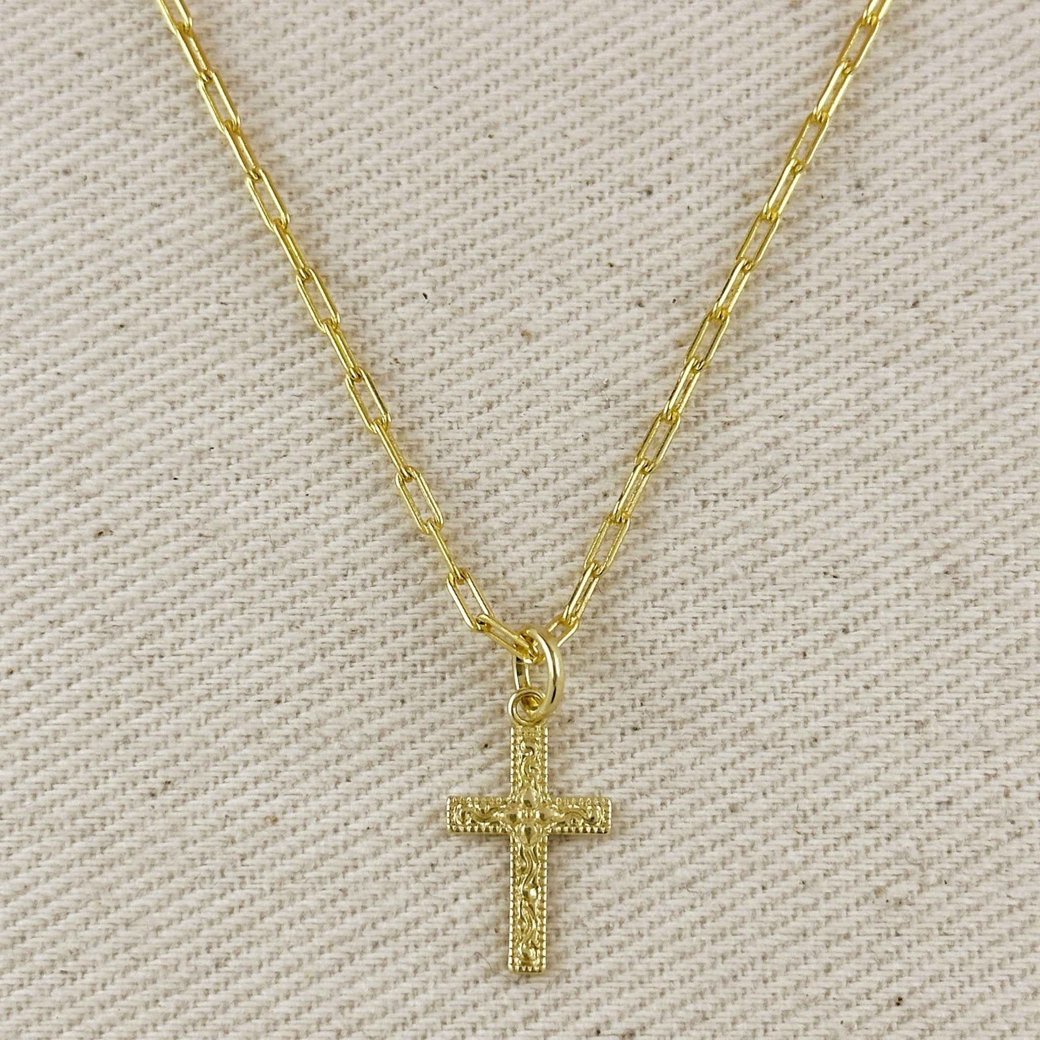 18k Gold Filled Victorian Cross Charm