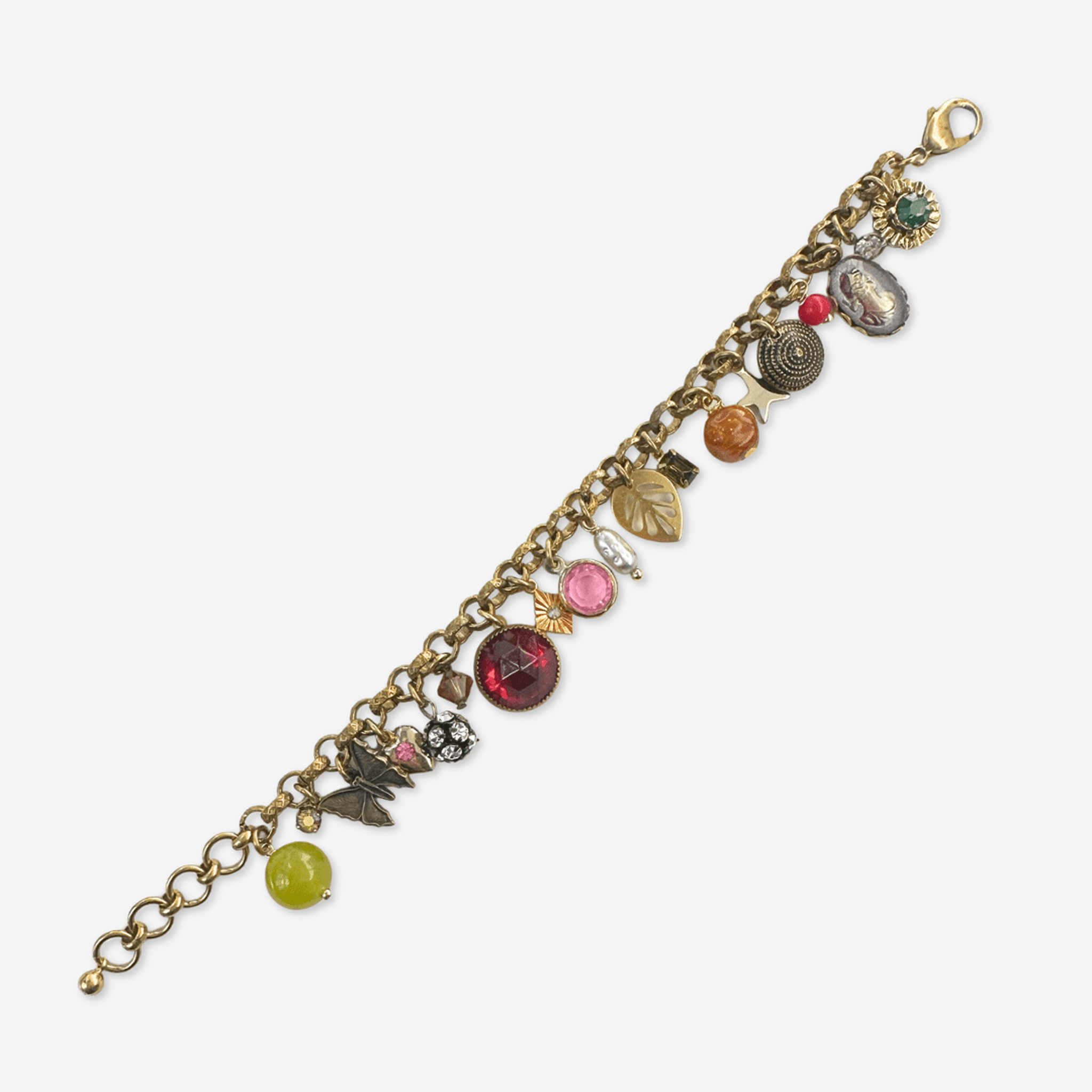 Repurposed vintage mixed charm bracelet