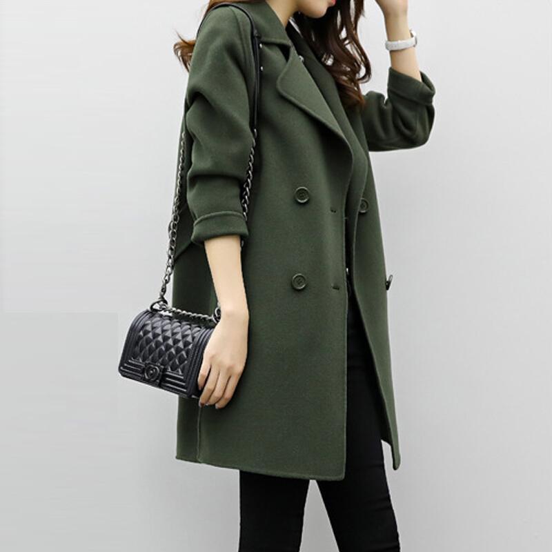Babakud Women Autumn Plus Size Solid Colors Causal Woolen Coat