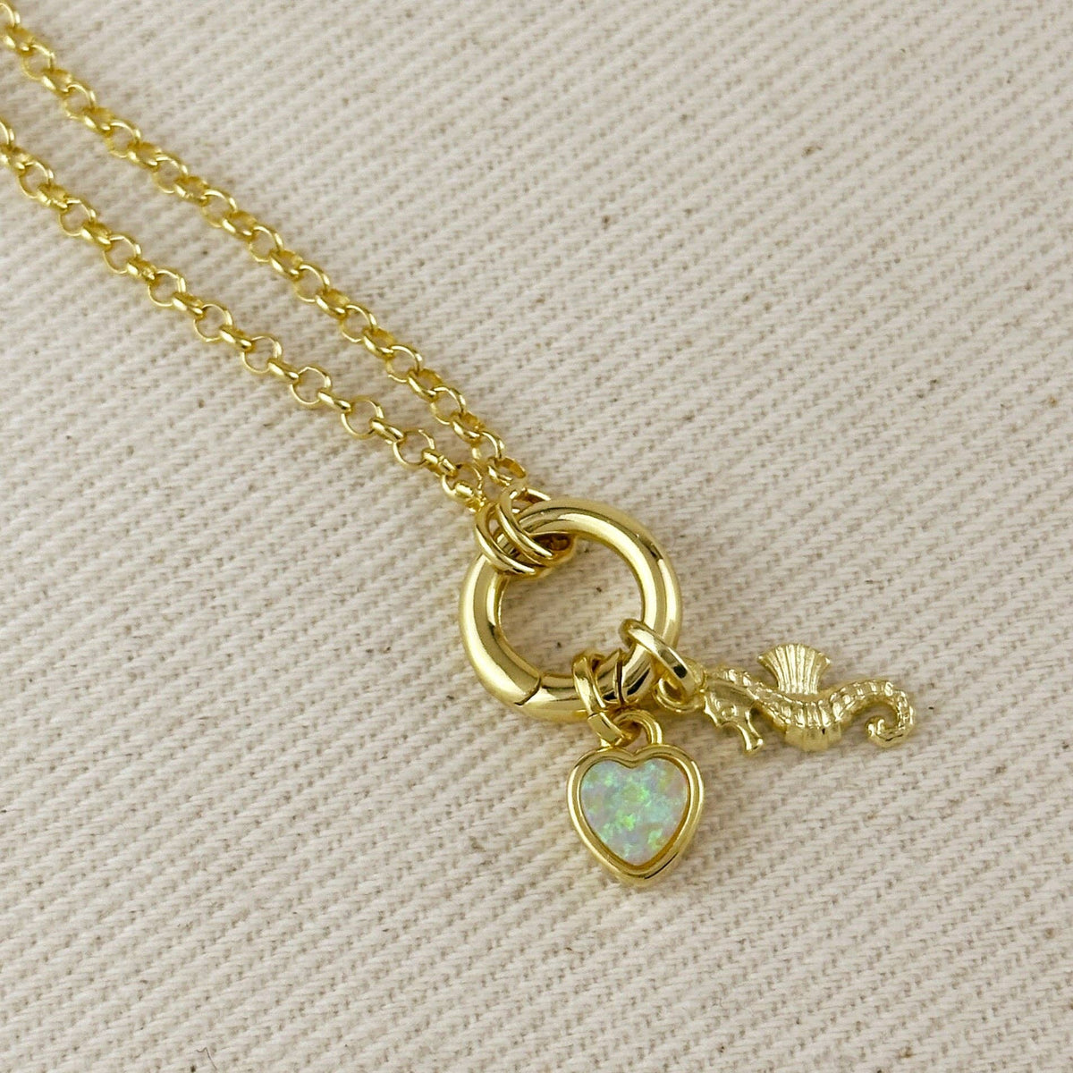 18k Gold Filled Rolo Chain Necklace Featuring Carabiner Clasp