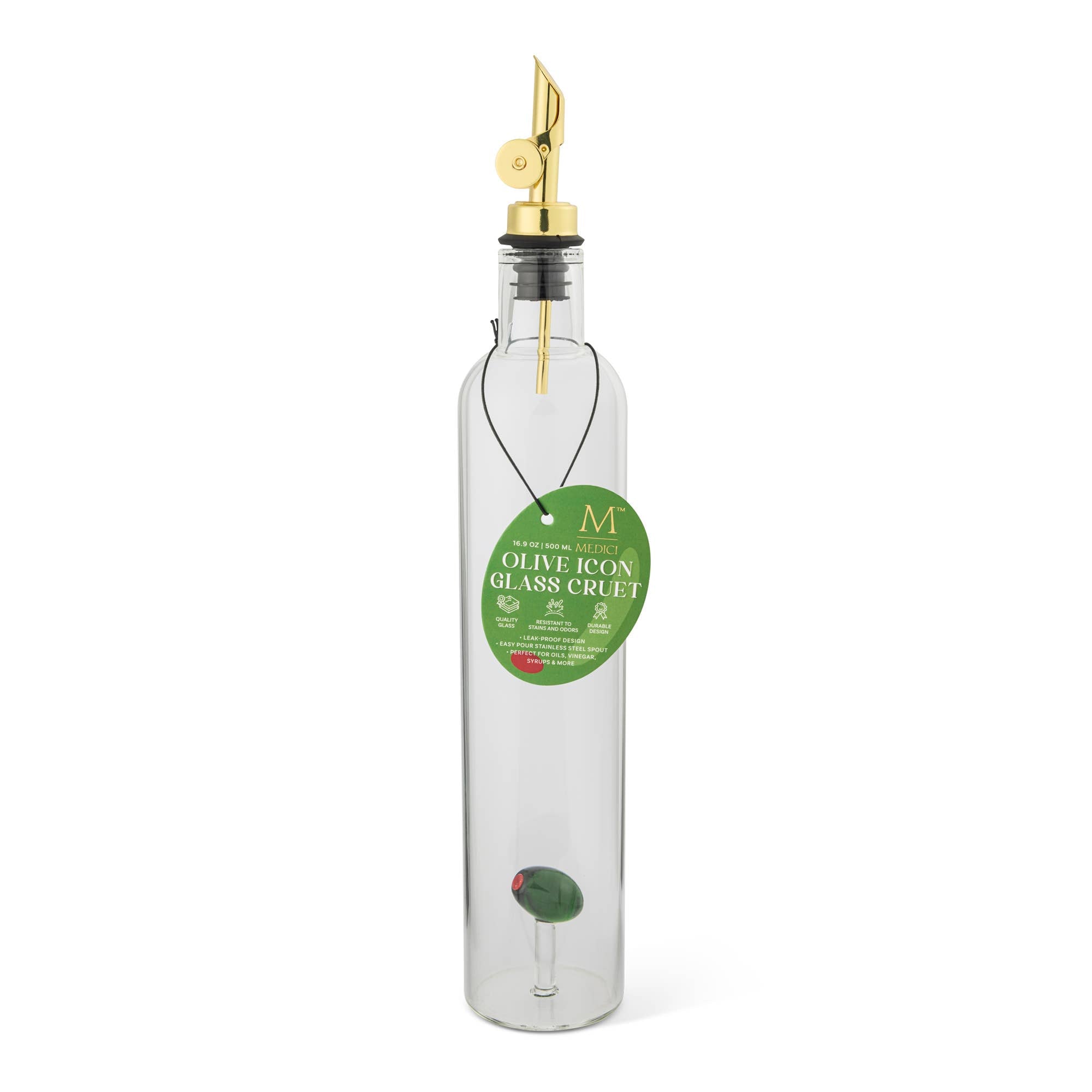Olive Branch Oil Bottle with Gold Flip Lid ¡ª 16.9oz