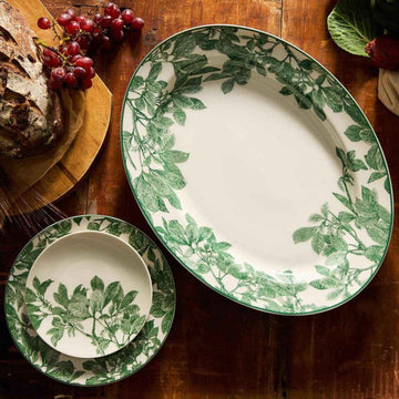 Arbor Green Large Oval Rimmed Platter 16¡±