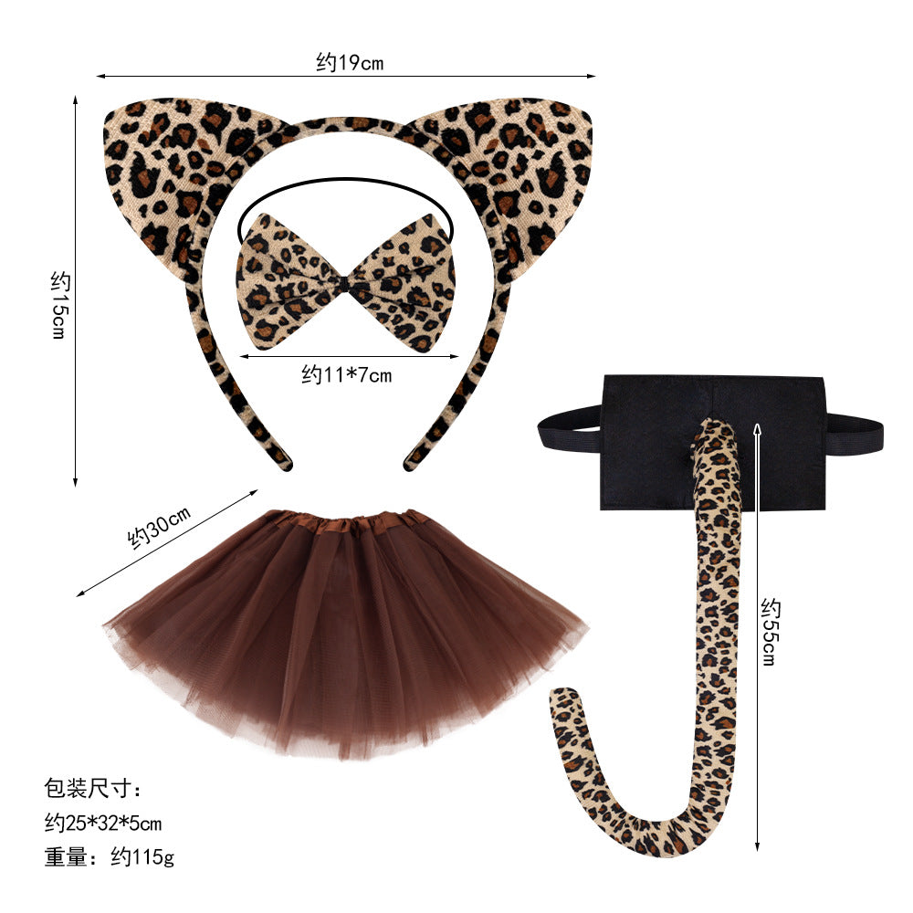 Halloween Black Cat Ears Headband With Plush Animal Ears Set