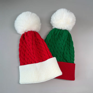 Christmas Bell Hat With Pompom, Winter Warm Knit Beanie