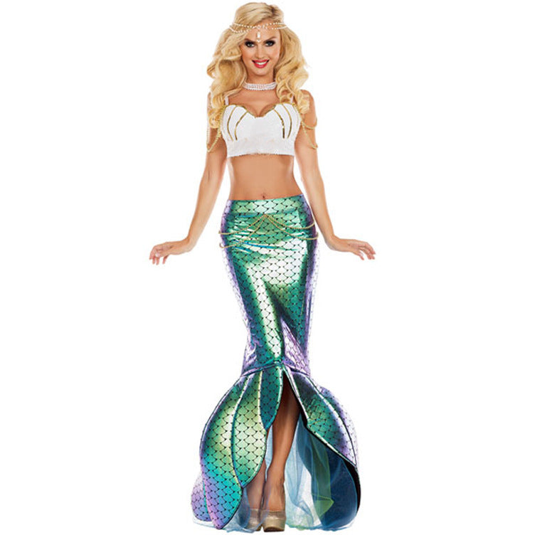 S-XXL Halloween Mermaid Costume Cosplay Sexy Mermaid Tail Dress