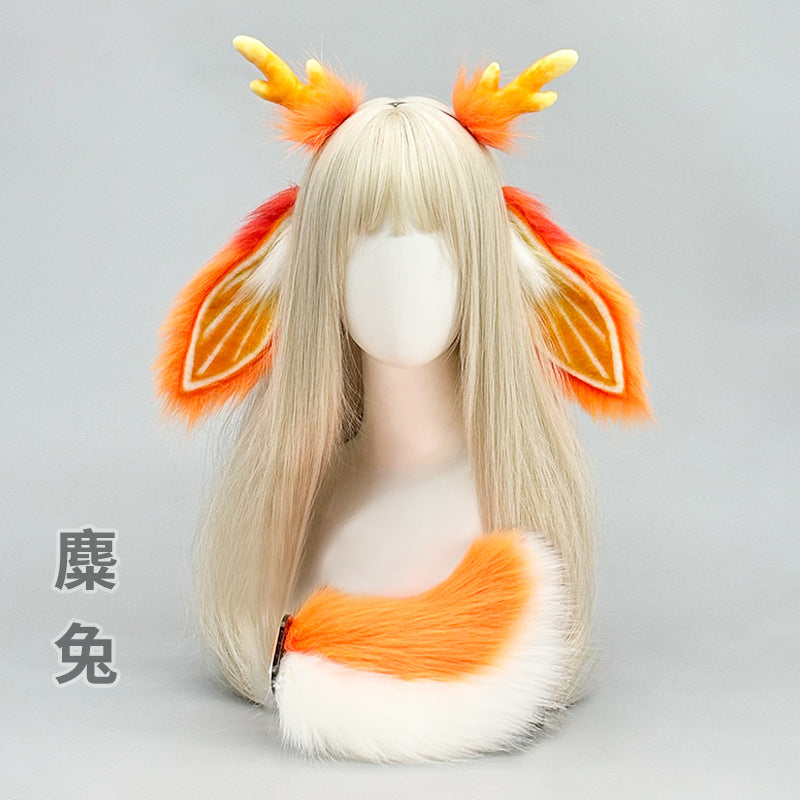 Japanese Orange Stripe Bunny Ears Headband Reindeer Horns