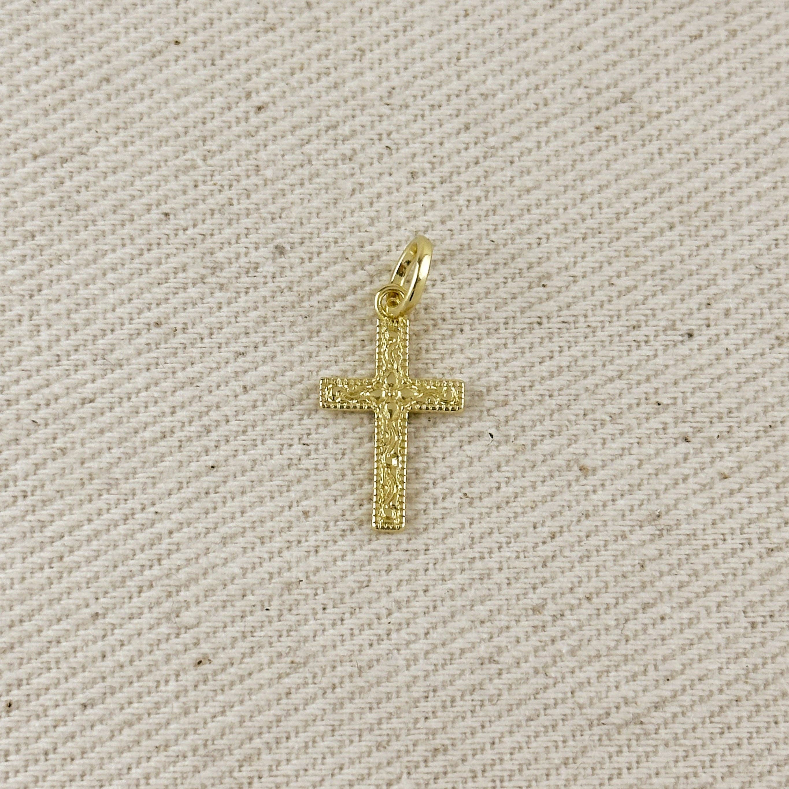 18k Gold Filled Victorian Cross Charm