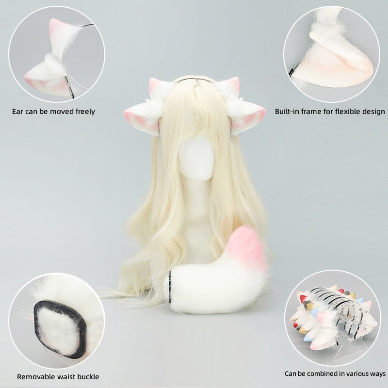 COS Sheep Ears Headband Tail Set Halloween Costume