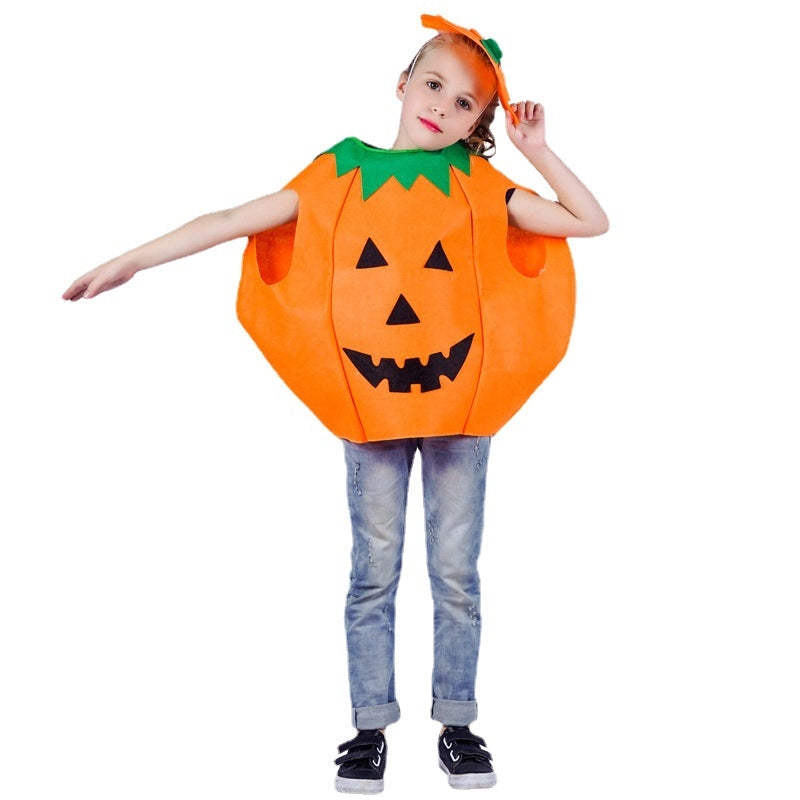 Boys And Girls Cute Pumpkin Halloween Party Cosplay Costumes Two Pieces Suits