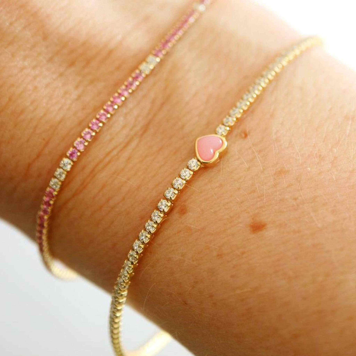 Mini Dazzle Pink Topaz and Diamond Tennis Bracelet