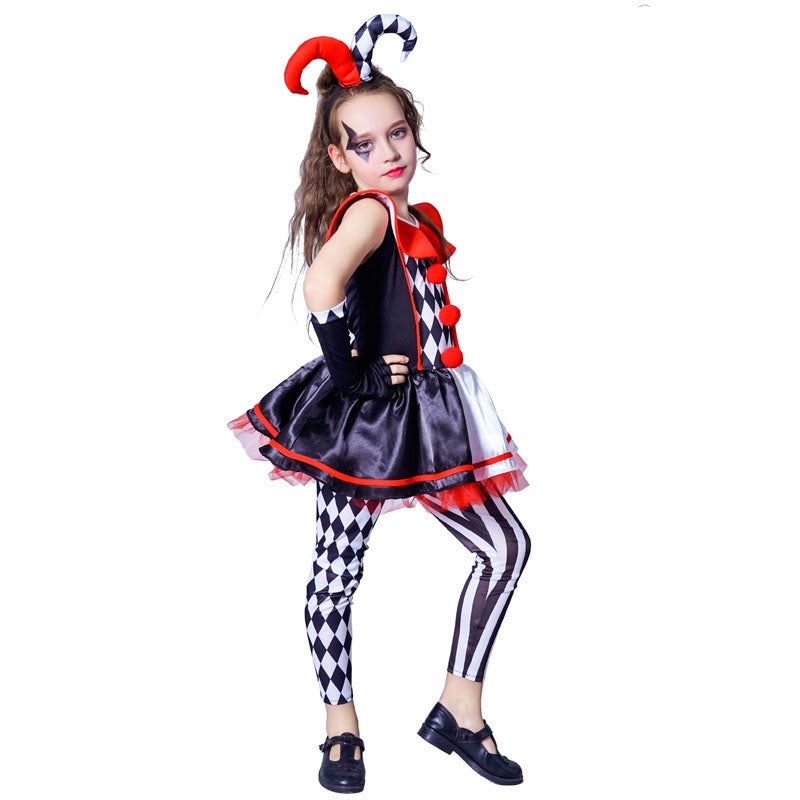 Girls Halloween Party Cosplay Clown Three Pieces Suits