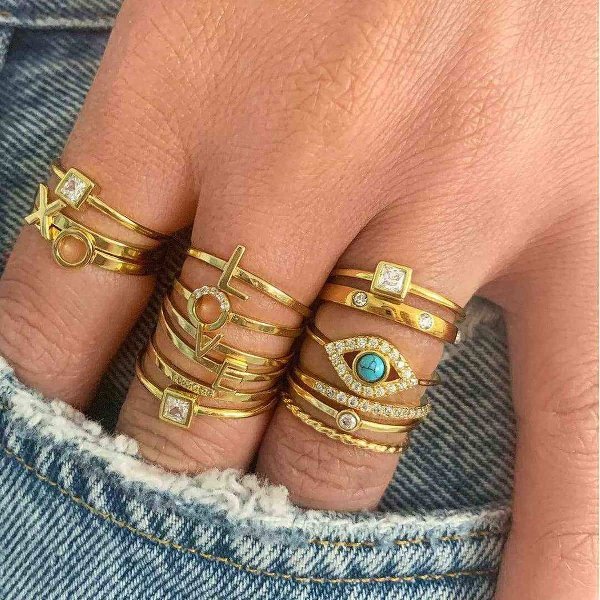 Evil Eye Ring 14K Yellow Gold