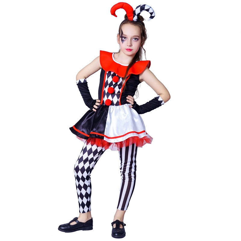Girls Halloween Party Cosplay Clown Three Pieces Suits