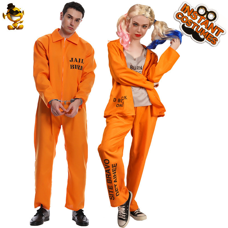 Halloween Orange Prisoner Cosplay Costume For Men And Women
