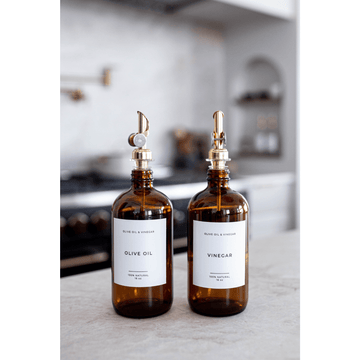 Amber Olive Oil Refillable Glass Dispenser Bottle