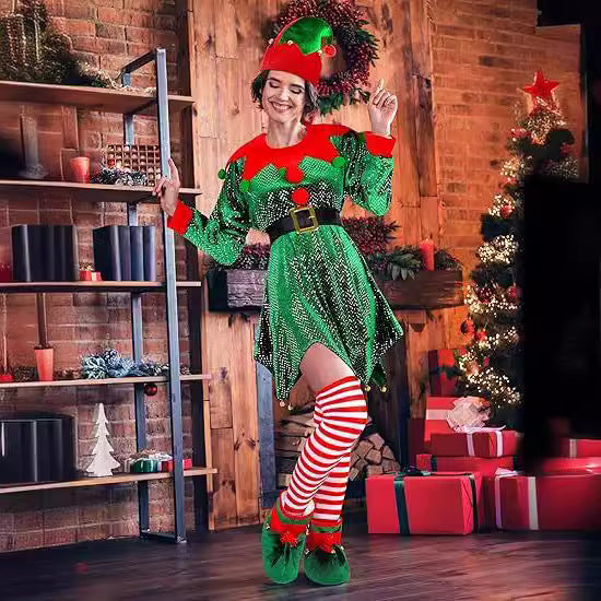 Women's Elf Role Play Costume Christmas Party Dress