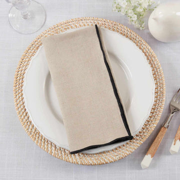 Linen Stonewashed Stitched Border Napkin